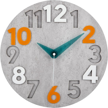 NESIFEE Wanduhr Ohne Tickgeräusche, Wanduhr Holz Lautlos, Moderne Wanduhren Rötische Ziffern Quarz Batteriebetriebene Wanduhr