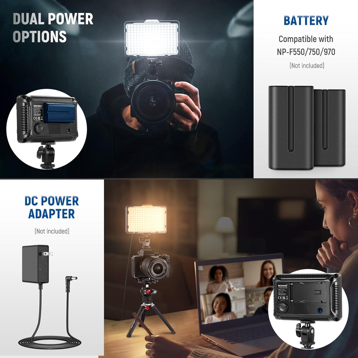 Neewer LED-Video-Beleuchtung 5600 K für Fotostudio ,Kompatibel mit Nikon, Sony / DSLR-Kameras,