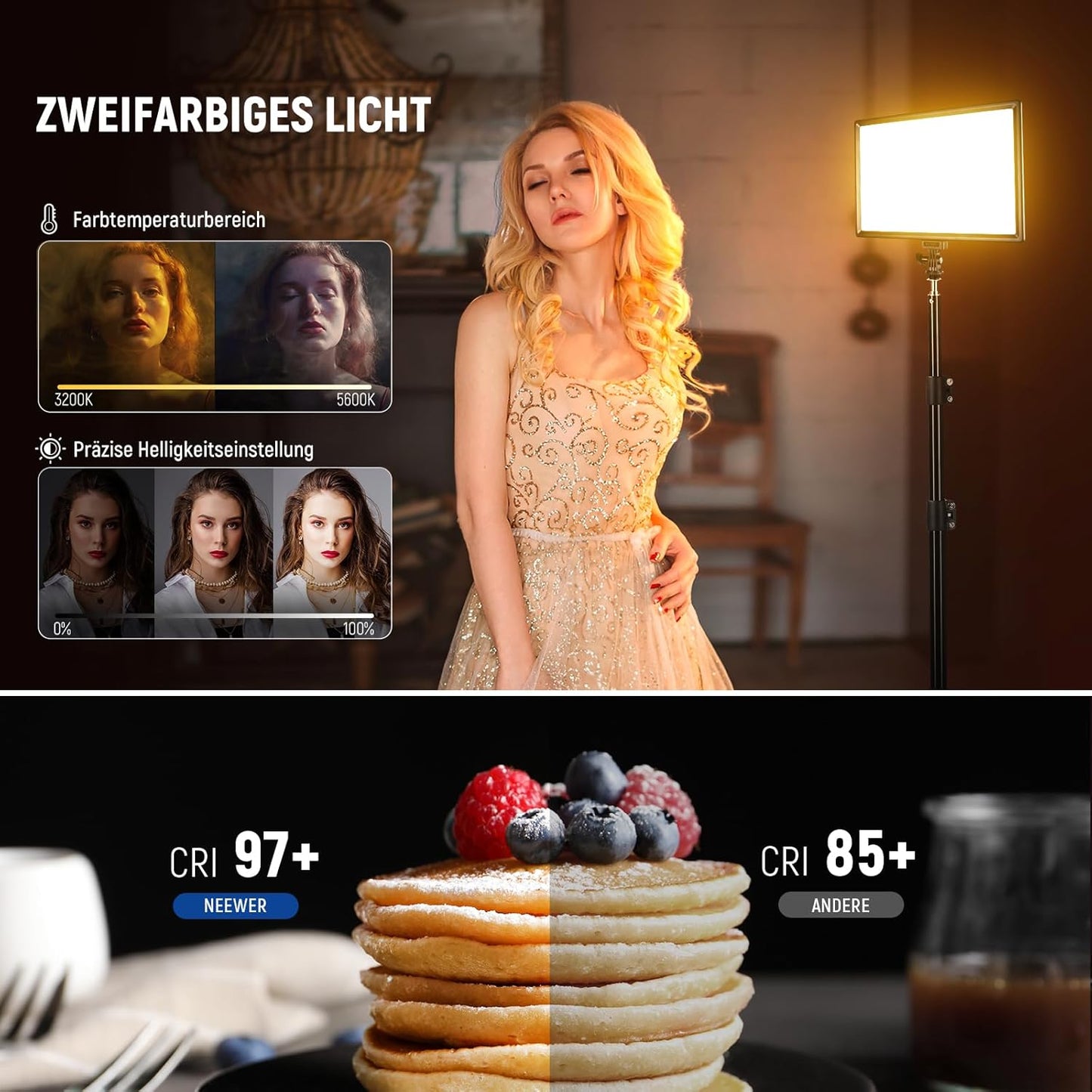 NEEWER 192 LED Panel Videolicht, 20W Flächenleuchte Dimmbar DSLR Kamera 3200-5600K