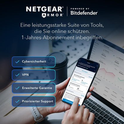 NETGEAR Orbi Tri-Band WiFi 6 Mesh-Netzwerksystem (RBK762S) – Router + 1 Satellit-Repeater