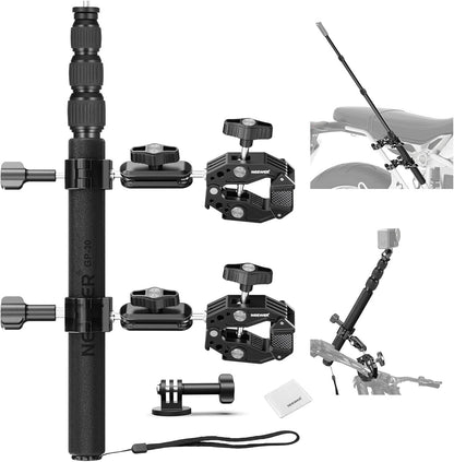NEEWER Motorrad Kamerahalterung Set, unsichtbarer Selfie Stick für Fahrradlenker, 360°Kugelgelenke,
