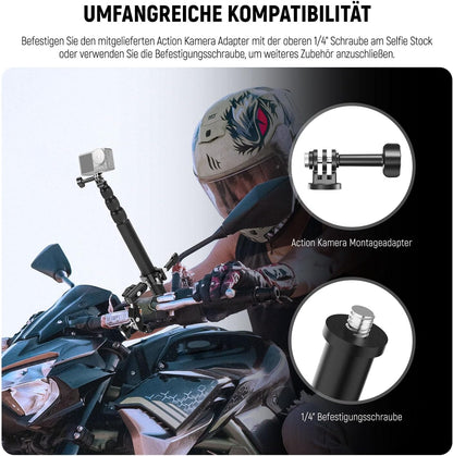NEEWER Motorrad Kamerahalterung Set, unsichtbarer Selfie Stick für Fahrradlenker, 360°Kugelgelenke,