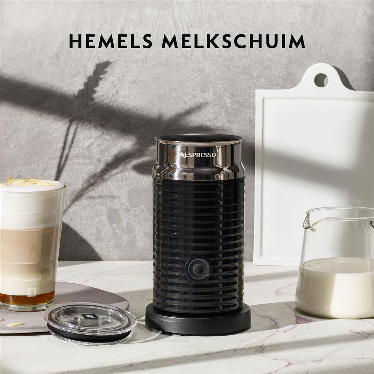NESPRESSO Aeroccino 3 elektrischer Milchaufschäumer Edelstahl  schwarz 