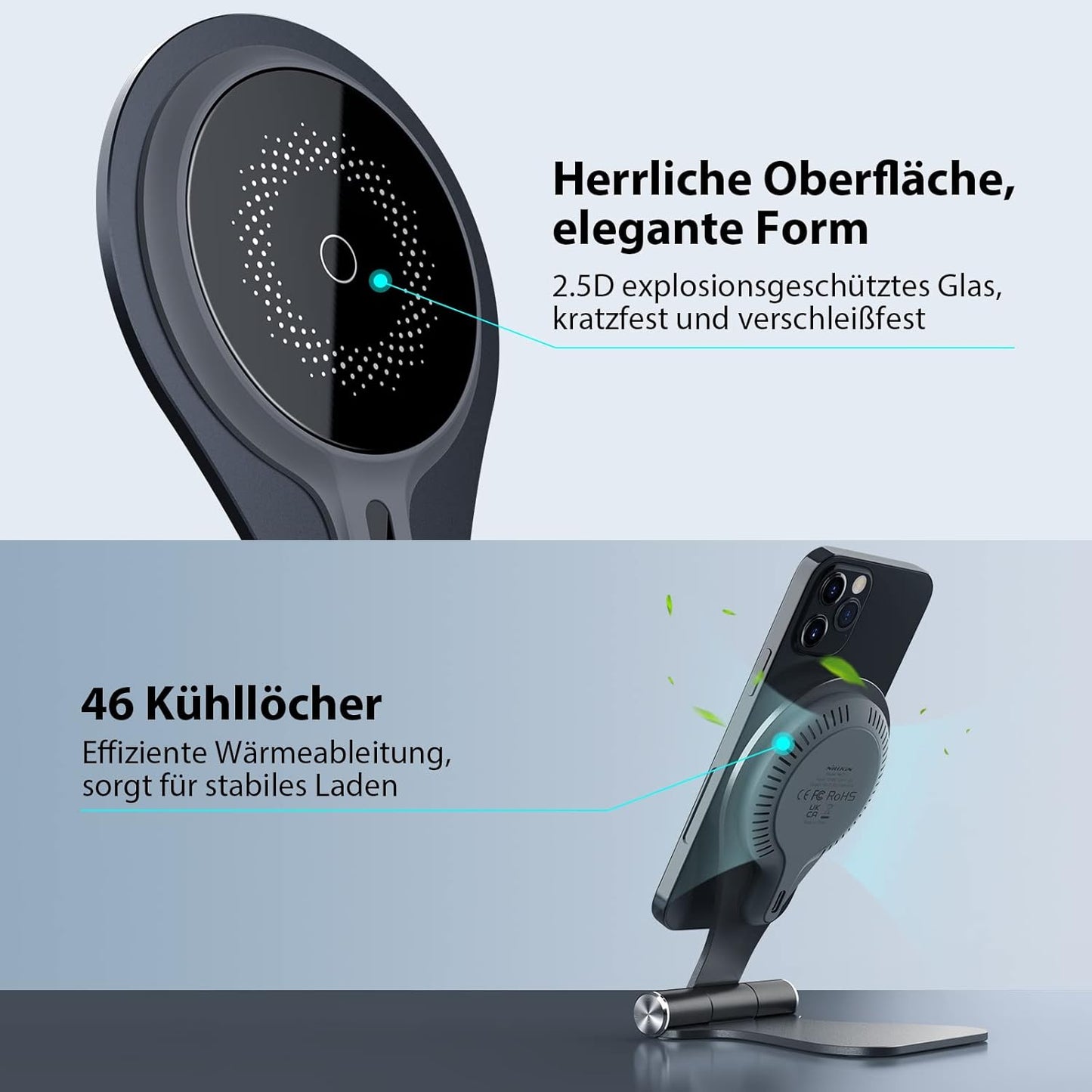 Nillkin MagStand Magsafe Induktive Ladegerät Ständer,Schnelles kabelloses, Grau