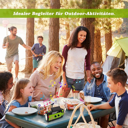 Nigecue Solarradio, tragbares Kurbelradio mit AM/FM-Empfang, eingebautem 4000-mAh-Akku,grün