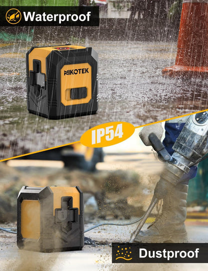 NIKOTEK Kreuzlinienlaser, Laser Wasserwaage  kein Stativ (Vertikale/Horizontale Grün Laser, 15 m,Schutztasche)