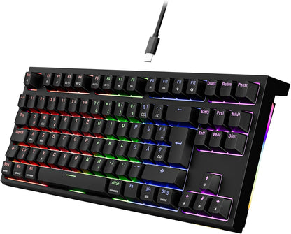 Newmen GM870 Gaming Tastatur mit Kabel,88 Tasten,QWERTZ,Rote Schalter
