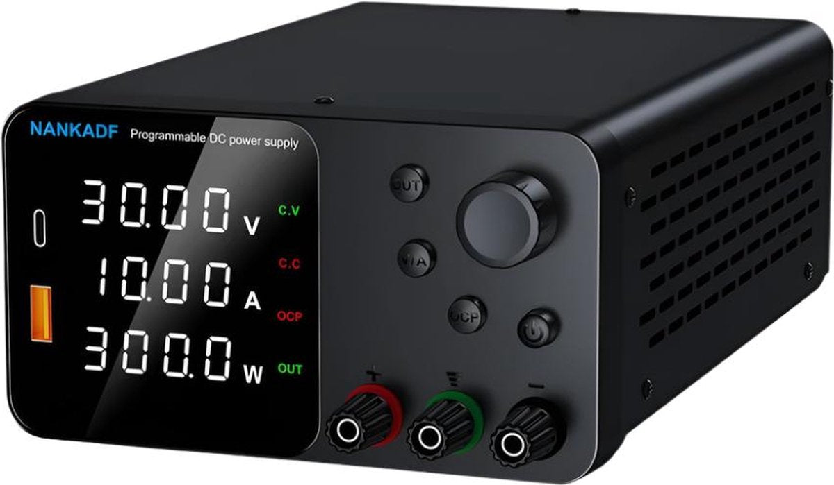 Nankadf Labornetzgerät 30V 10A, DC geregeltes Netzteil mit USB-A/Type-c Schnittstelle,