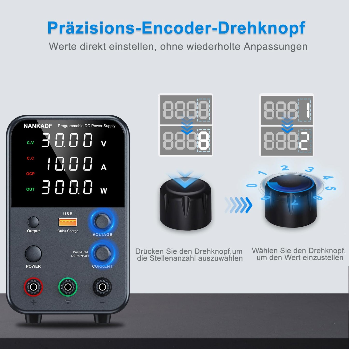 NANKADF Labornetzteil (0-30V,0-10A) mit Kurzschlussalarm /Ausgangsschalter 4-stellige led