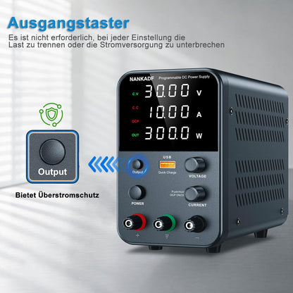 NANKADF Labornetzteil (0-30V,0-10A) mit Kurzschlussalarm /Ausgangsschalter 4-stellige led