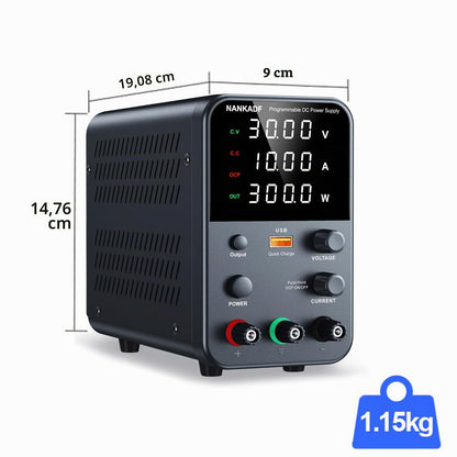 NANKADF Labornetzteil (0-30V,0-10A) mit Kurzschlussalarm /Ausgangsschalter 4-stellige led
