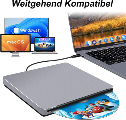 NOLYTH Externes DVD Laufwerk Extern USB für Mac MacBook PC Windows Slot-in