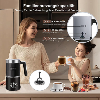 Milchaufschäumer Elektrisch 5-in-1, Spülmaschinenfest mit Kakao Funktion  220V (Schwarz)