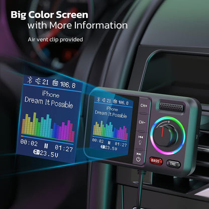 Nulaxy Bluetooth Adapter Auto FM Transmitter Bluetooth V5.0  KM28 Schwarz