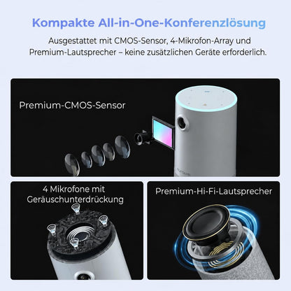NUROUM Videokonferenz-Webcam mit Mikrofon&Lautsprecher, C10 1080P Kamera