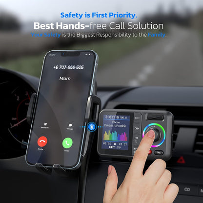 Nulaxy Bluetooth Adapter Auto FM Transmitter Bluetooth V5.0  KM28 Schwarz