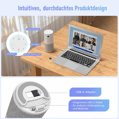 NUROUM Videokonferenz-Webcam mit Mikrofon&Lautsprecher, C10 1080P Kamera