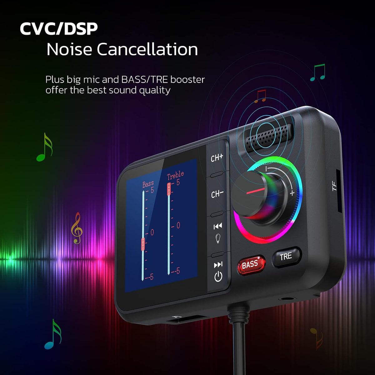 Nulaxy Bluetooth Adapter Auto FM Transmitter Bluetooth V5.0  KM28 Schwarz
