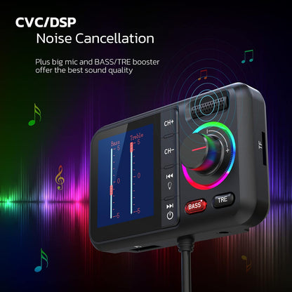 Nulaxy Bluetooth Adapter Auto FM Transmitter Bluetooth V5.0  KM28 Schwarz