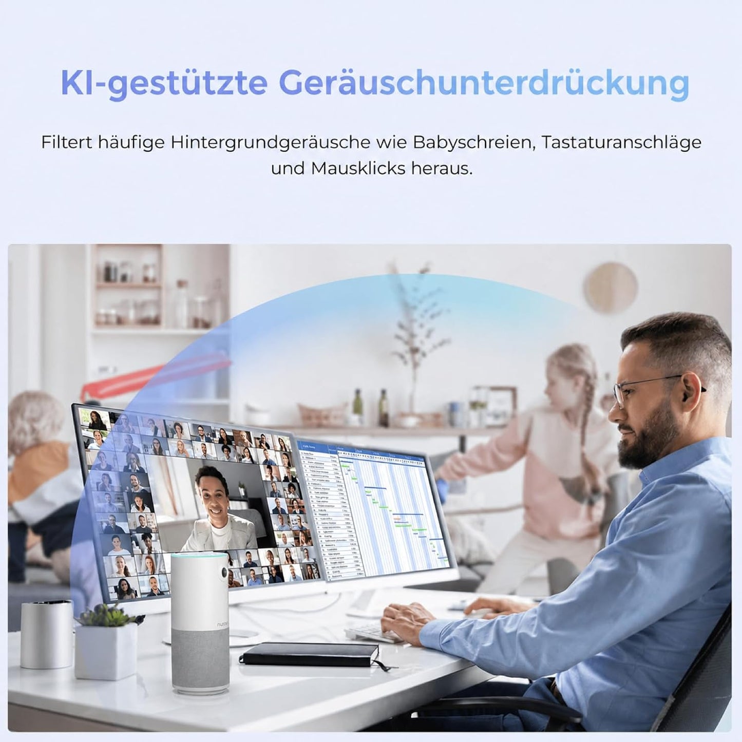 NUROUM Videokonferenz-Webcam mit Mikrofon&Lautsprecher, C10 1080P Kamera
