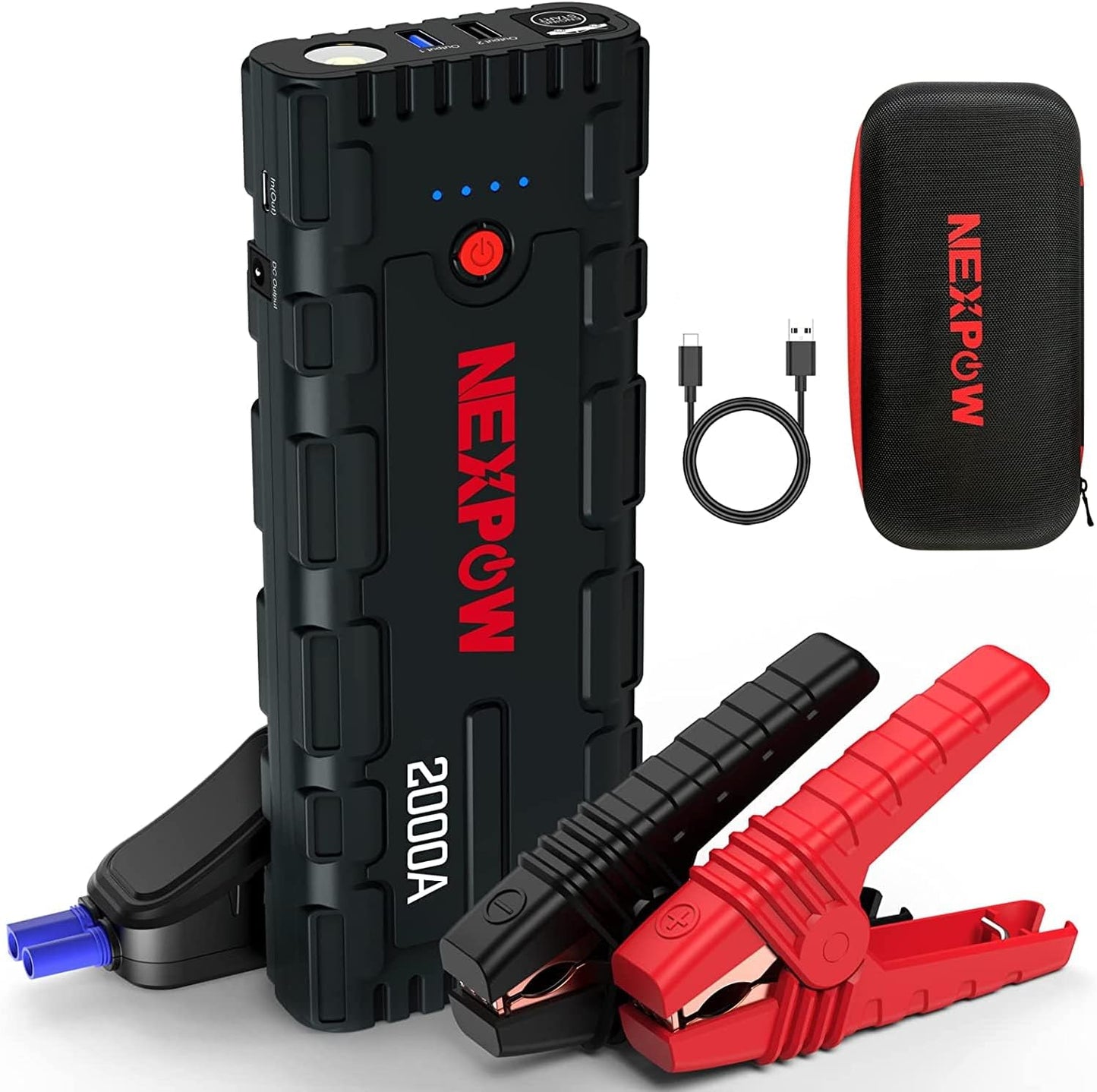 NEXPOW Starthilfe Powerbank, 2000A Spitzenstrom Auto, 12V Tragbarer