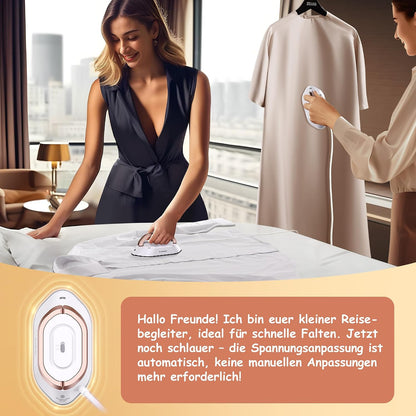 Newbealer Mini Reisebügeleisen mit Universalspannung 100-240V,Keramikfläche, 150 °C Gold