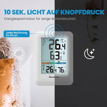 Newentor Thermometer innen außen MAX MIN 24/48 Std,mit Außensensor, Luftkomfort