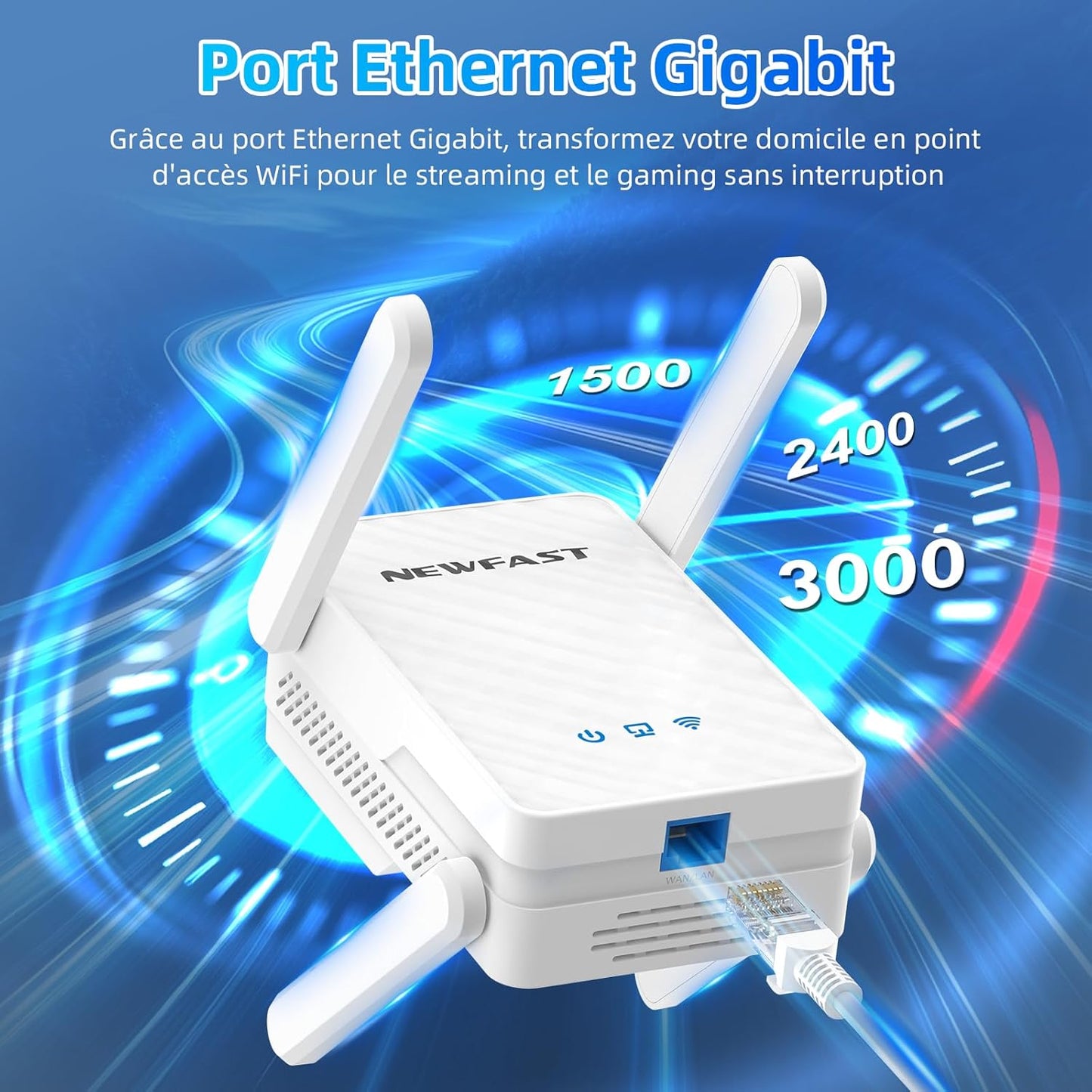 NEWFAST WiFi 6 Verstärker WiFi Leistungsstark AX3000  Gigabit-Ethernet-Anschluss