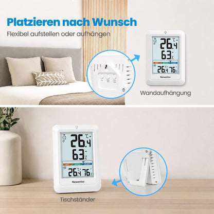 Newentor Thermometer innen außen MAX MIN 24/48 Std,mit Außensensor, Luftkomfort