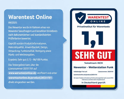 Newentor Thermometer innen außen MAX MIN 24/48 Std,mit Außensensor, Luftkomfort