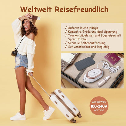 Newbealer Mini Reisebügeleisen mit Universalspannung 100-240V,Keramikfläche, 150 °C Gold
