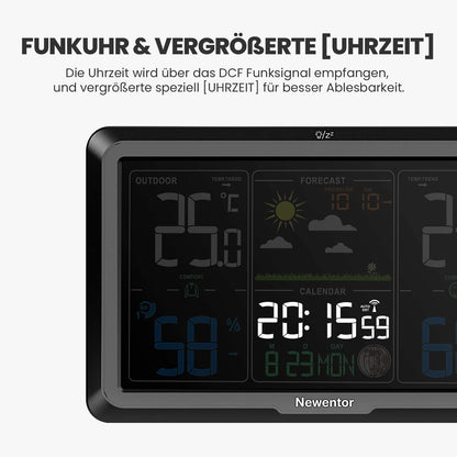Newentor Wetterstation Funk mit Außensensor, Schwarz, 1 Außensensor