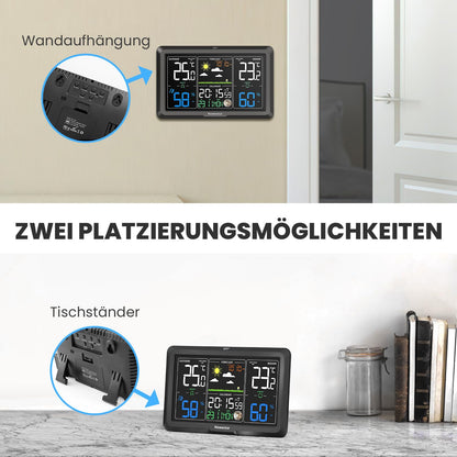 Newentor Wetterstation Funk mit Außensensor, Schwarz, 1 Außensensor