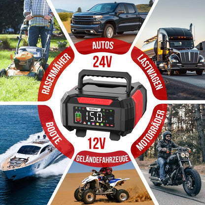 NEXPEAK 15A Autobatterie Ladegerät 12V 24V 9-stufiges für LiFePO4 & Blei-Säure,