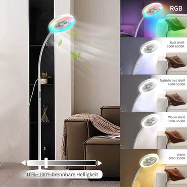ONIDEK Stehlampe mit Ventilator Dimmer RGB18W/1500 lm LED-Stehlampe Weiß
