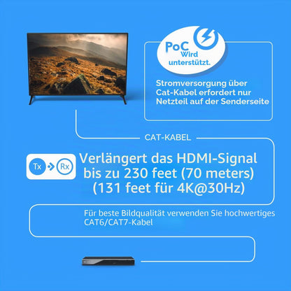 OREI 4K HDMI Over Ethernet CAT6/CAT7 Extender, Extender RJ45 4K @ 30Hz