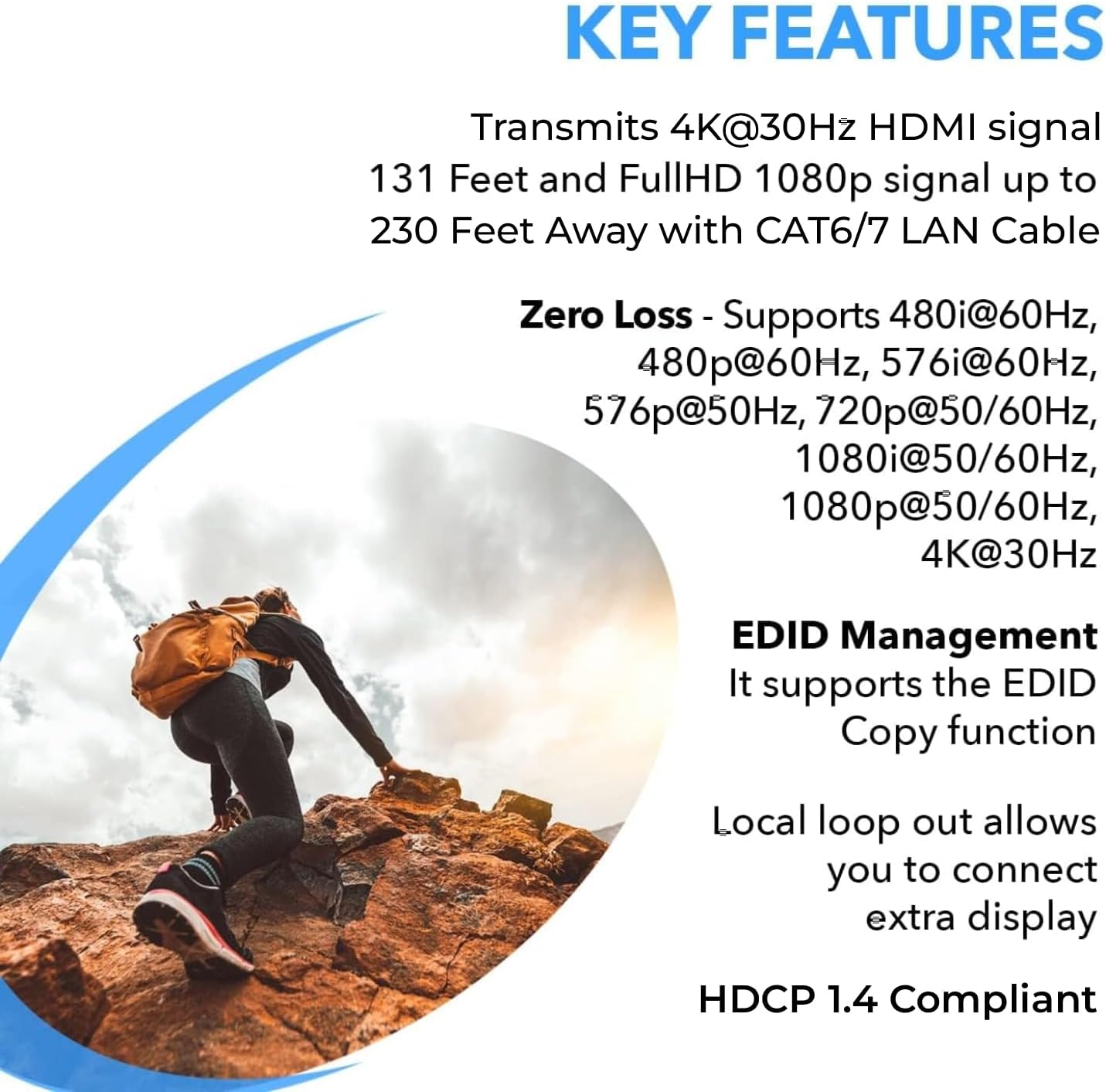 OREI 4K HDMI Over Ethernet CAT6/CAT7 Extender, Extender RJ45 4K @ 30Hz