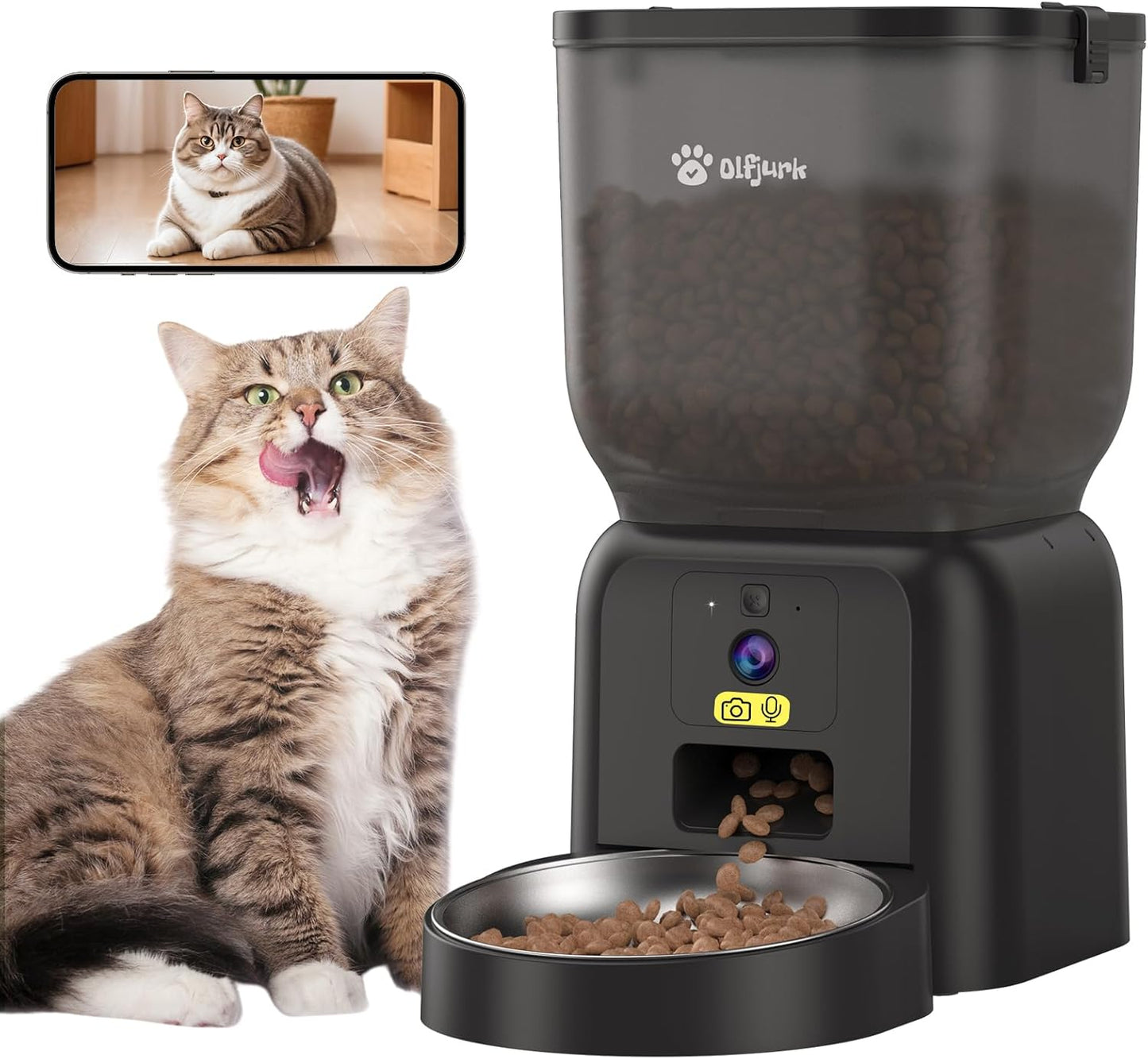 Olfjurk Smart Automatischer Futterautomat Spender für Haustier Katze/Hund  4L