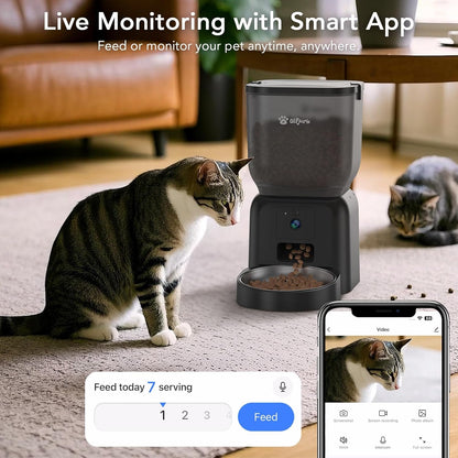 Olfjurk Smart Automatischer Futterautomat Spender für Haustier Katze/Hund  4L