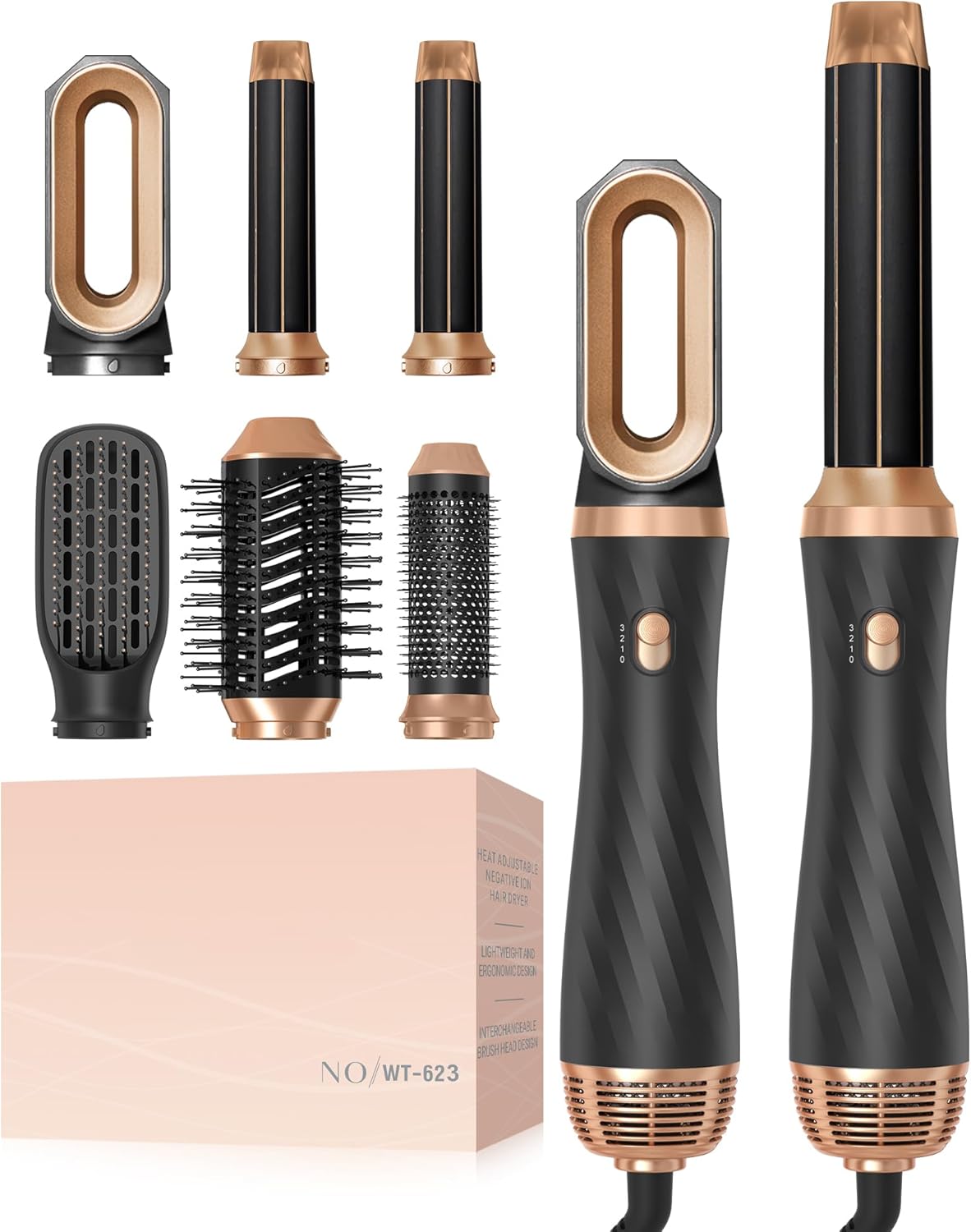 OKWRAP Haarstyler Airstyler set 6 In 1 Mit Rundbürstenföhn  Warmluftbürste