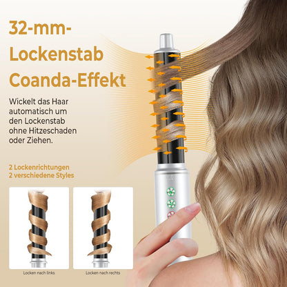 OKWRAP Hair Styler Set 7 in 1, Airstyler 110000 U/Min Haartrockner Warmluftbürste Grau