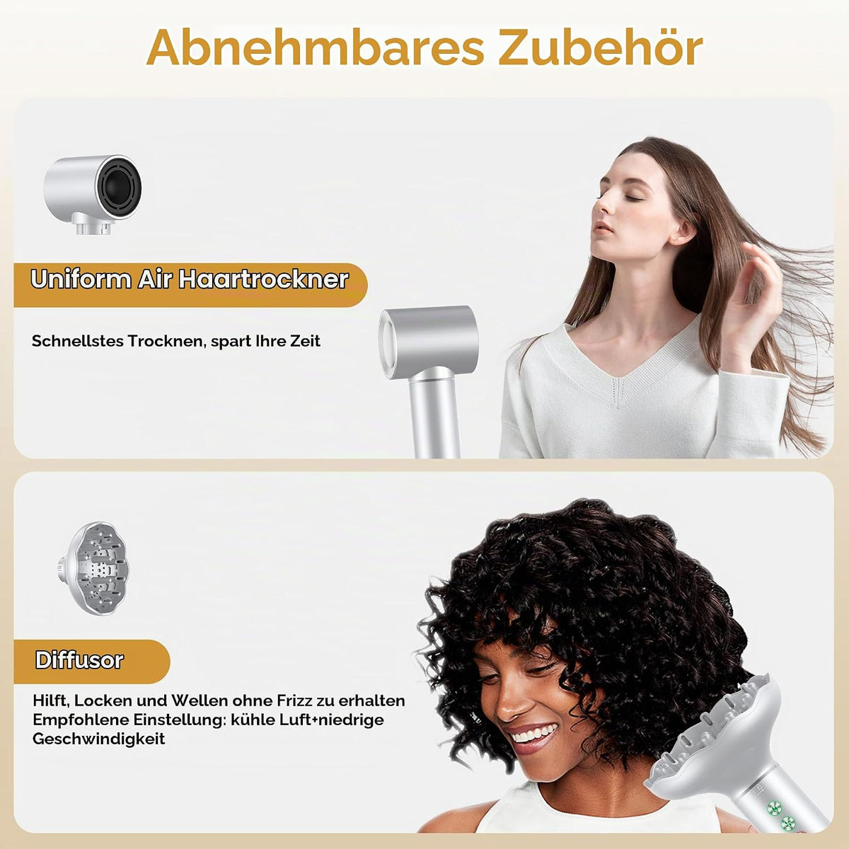 OKWRAP Hair Styler Set 7 in 1, Airstyler 110000 U/Min Haartrockner Warmluftbürste Grau