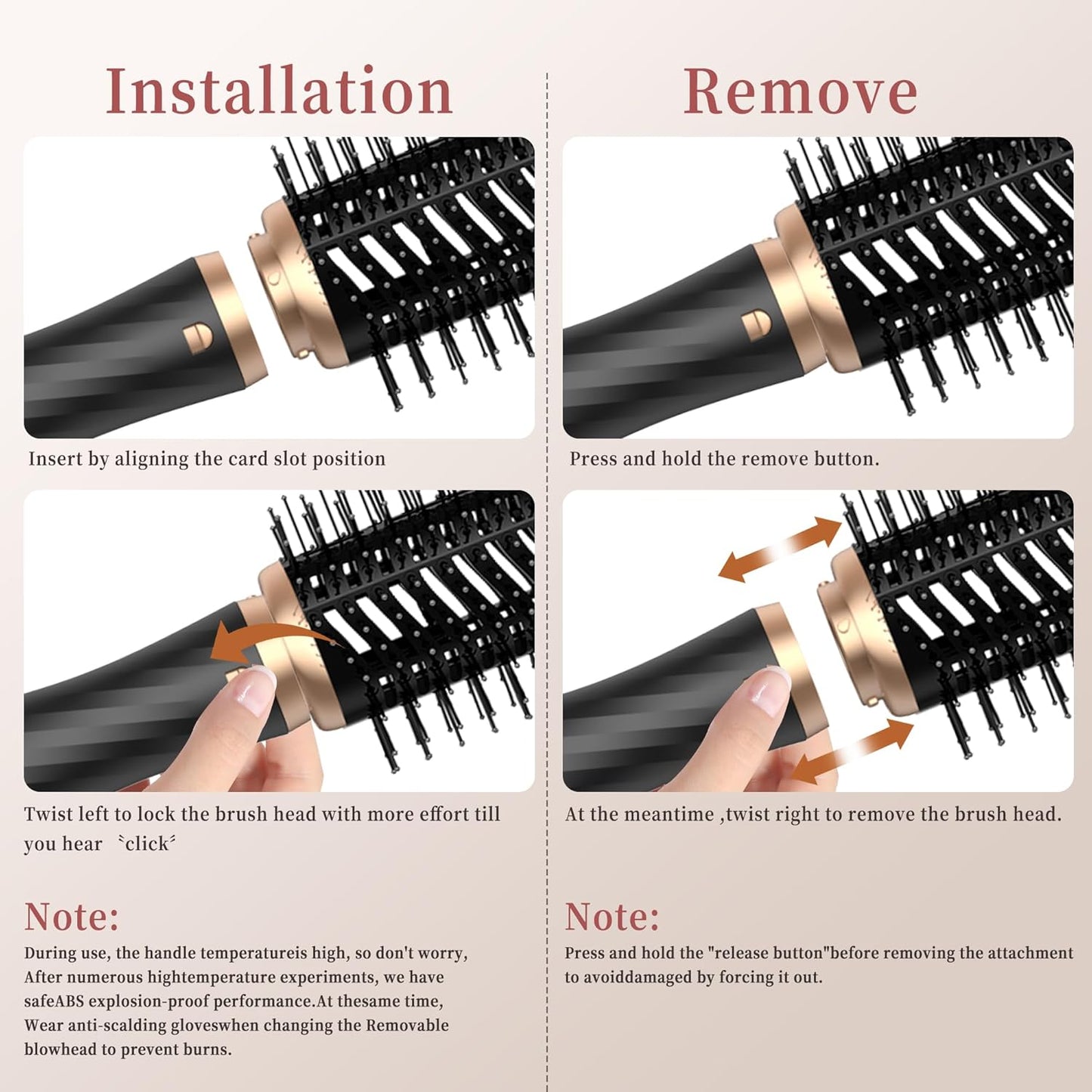 OKWRAP Haarstyler Airstyler set 6 In 1 Mit Rundbürstenföhn  Warmluftbürste