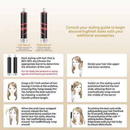 OKWRAP Hair Styler Set 7 in 1, Airstyler 110000 U/Min Haartrockner Warmluftbürste Grau