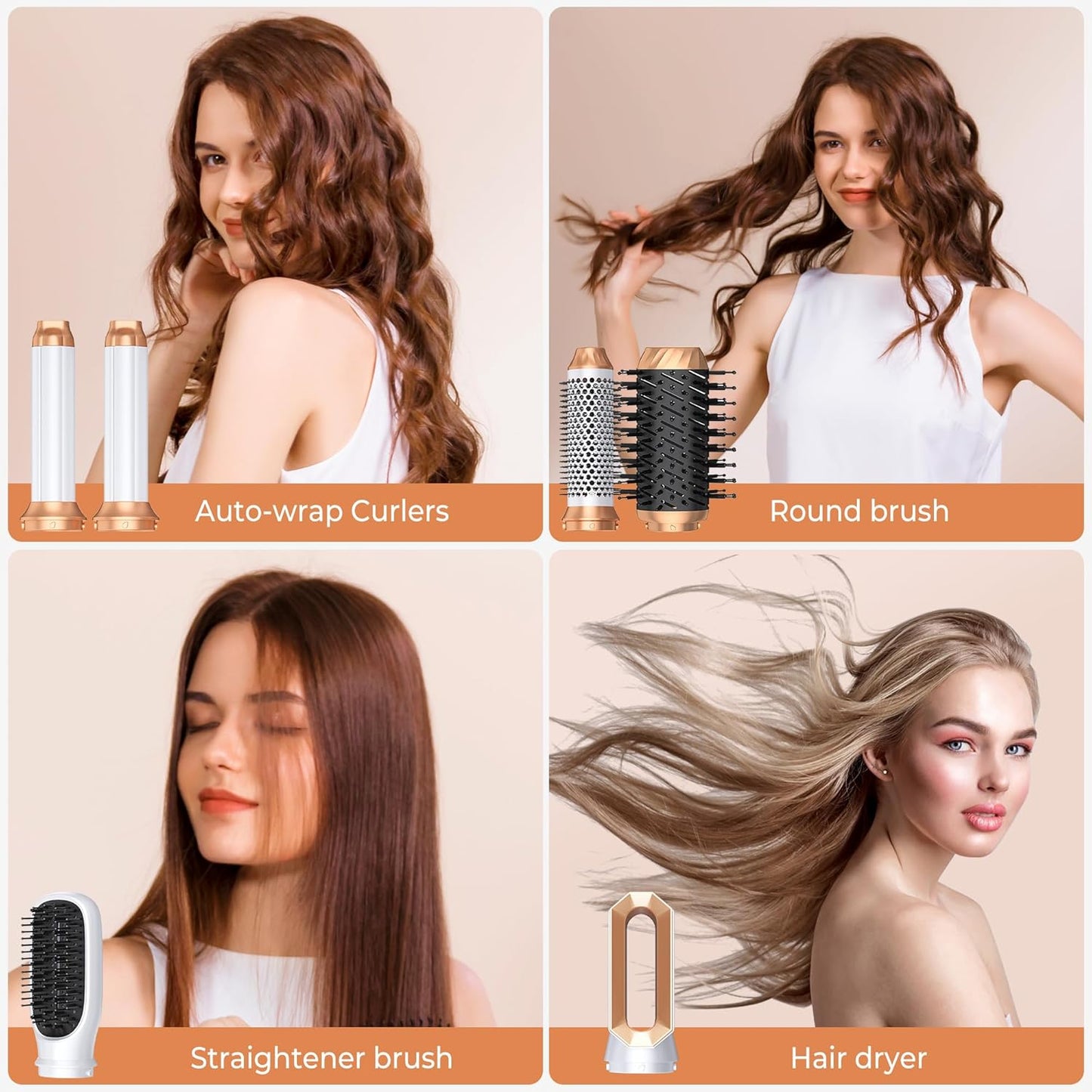 Okwrap Hair Styler Set 6 In 1 Warmluftbürste Thermal Brush Airflow Lockenstab