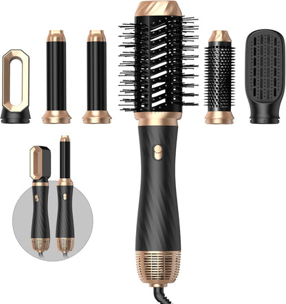 OKWRAP Haarstyler Airstyler set 6 In 1 Mit Rundbürstenföhn  Warmluftbürste