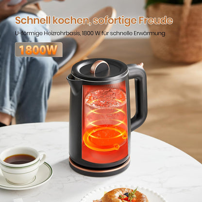 OLEGA Wasserkocher - 1800W 1.8L Schnellaufheizender Automatischer Abschaltung
