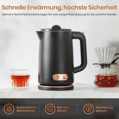 OLEGA Wasserkocher - 1800W 1.8L Schnellaufheizender Automatischer Abschaltung