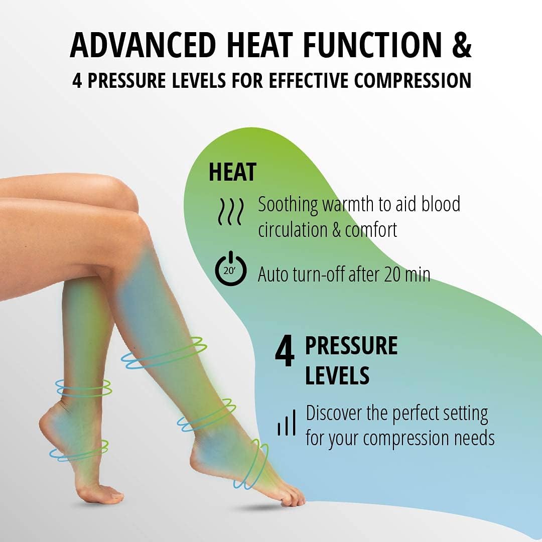 Oliver James Beinmassagegerät für Durchblutung und Entspannung mit Wärme - Fuß- und Wadenmassage Luftkompression mit Handregler