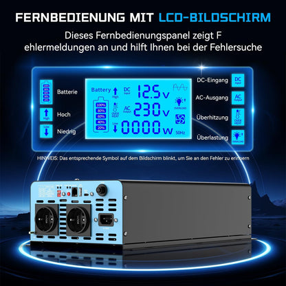 OLTEANP 2500W Wechselrichter12V auf 230V Reiner Sinus,Spannungswandler